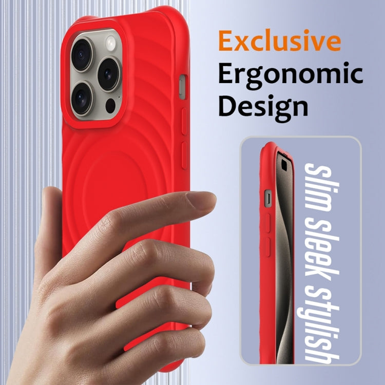For iPhone 14 Pro Max Wave Texture MagSafe Magnetic Liquid Silicone Phone Case