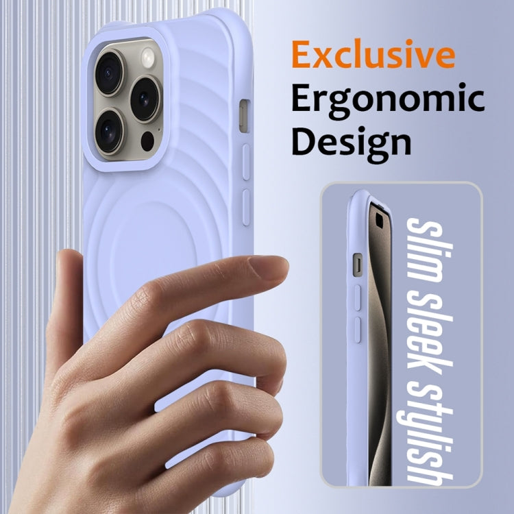 For iPhone 14 Pro Max Wave Texture MagSafe Magnetic Liquid Silicone Phone Case