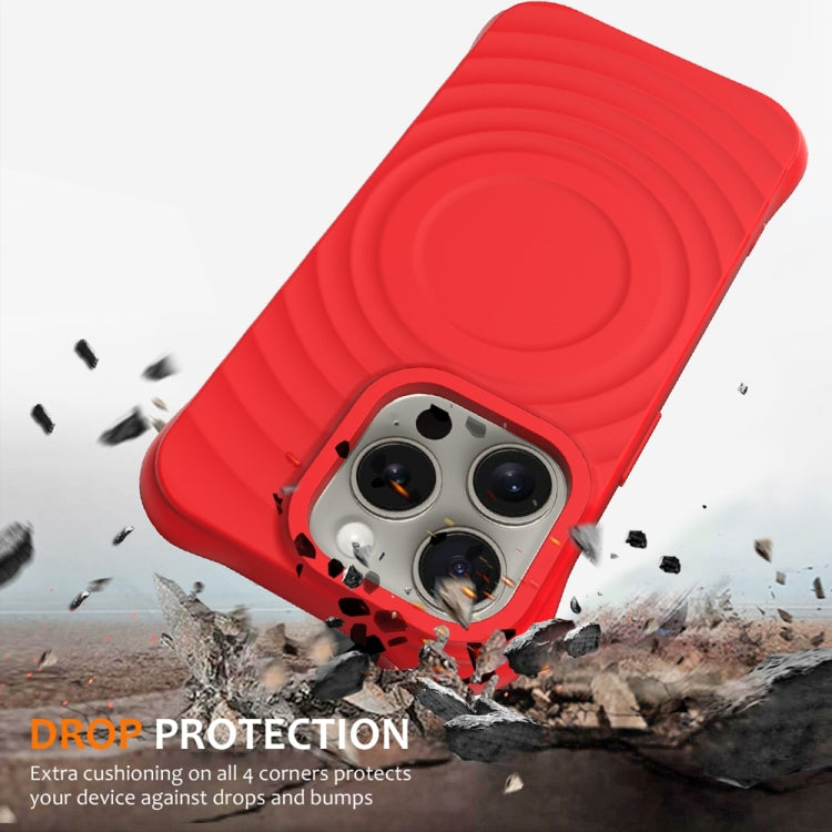 For iPhone 13 Pro Max Wave Texture MagSafe Magnetic Liquid Silicone Phone Case