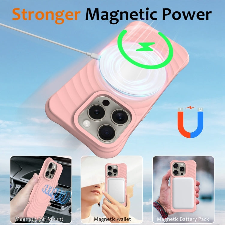 For iPhone 13 Pro Wave Texture MagSafe Magnetic Liquid Silicone Phone Case