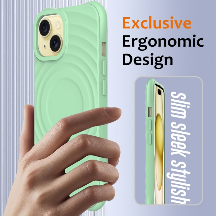 For iPhone 13 mini Wave Texture MagSafe Magnetic Liquid Silicone Phone Case