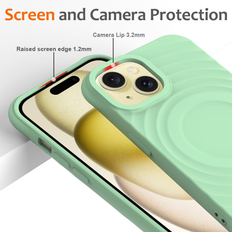 For iPhone 13 mini Wave Texture MagSafe Magnetic Liquid Silicone Phone Case
