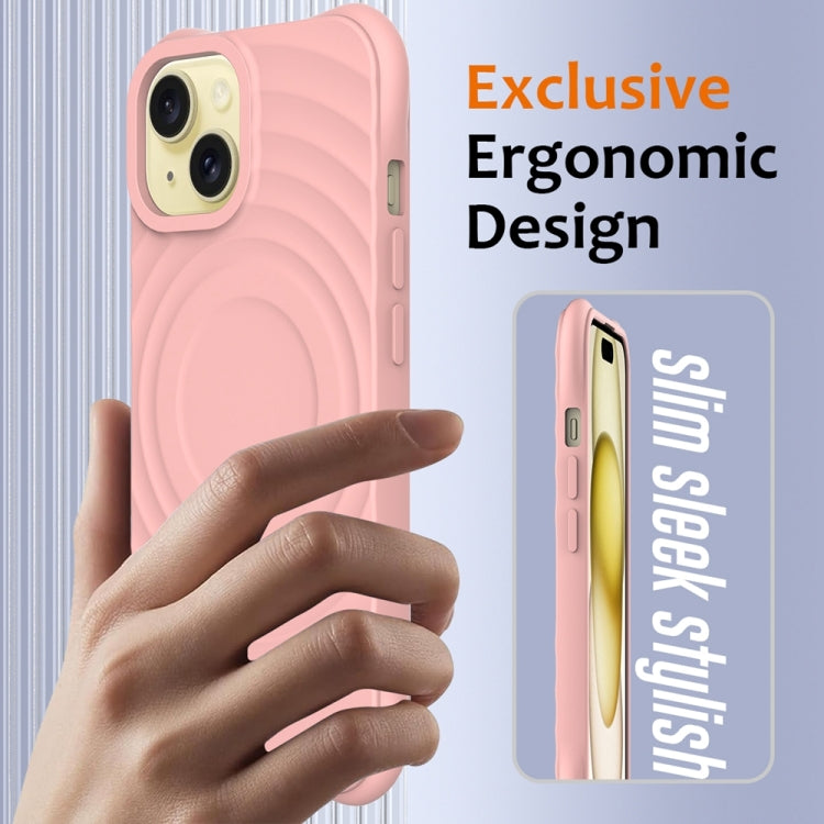 For iPhone 13 mini Wave Texture MagSafe Magnetic Liquid Silicone Phone Case