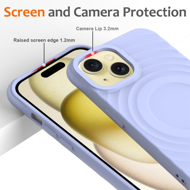 For iPhone 13 mini Wave Texture MagSafe Magnetic Liquid Silicone Phone Case