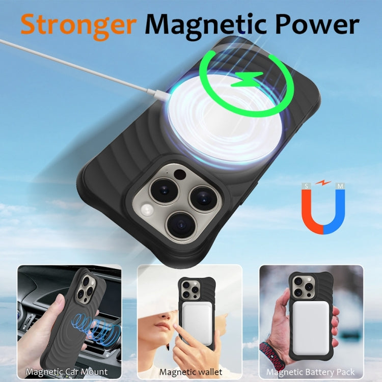 For iPhone 12 Pro Max Wave Texture MagSafe Magnetic Liquid Silicone Phone Case