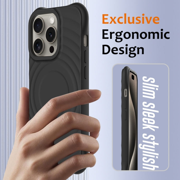 For iPhone 12 Pro Wave Texture MagSafe Magnetic Liquid Silicone Phone Case