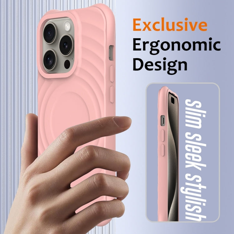 For iPhone 12 Pro Wave Texture MagSafe Magnetic Liquid Silicone Phone Case