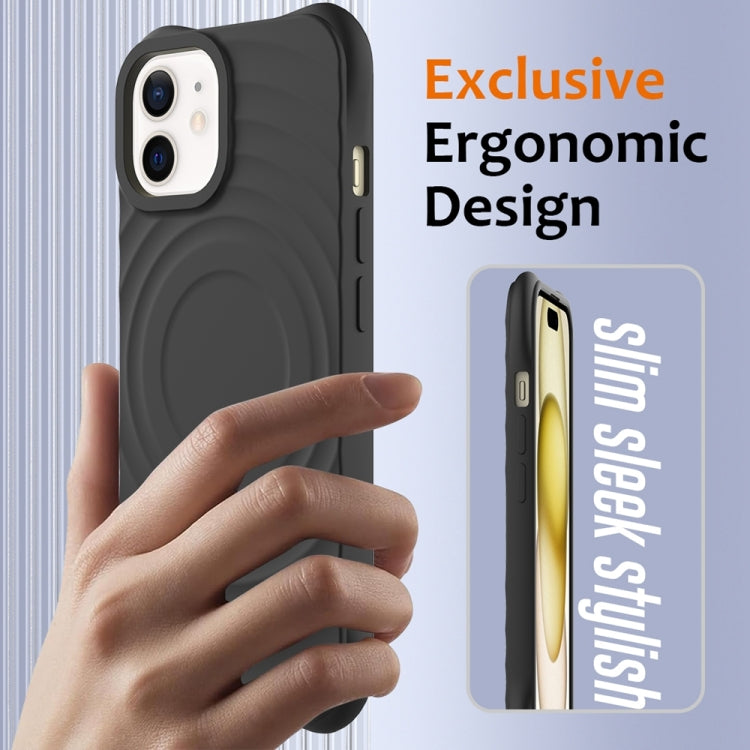 For iPhone 12 Wave Texture MagSafe Magnetic Liquid Silicone Phone Case