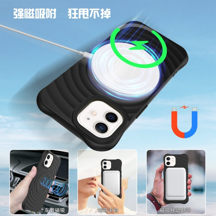 For iPhone 12 Wave Texture MagSafe Magnetic Liquid Silicone Phone Case