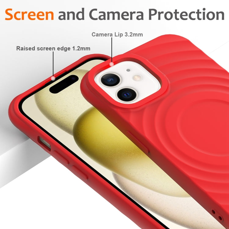 For iPhone 12 Wave Texture MagSafe Magnetic Liquid Silicone Phone Case