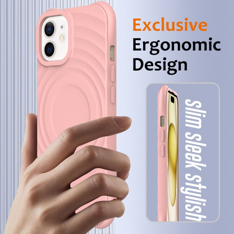 For iPhone 12 Wave Texture MagSafe Magnetic Liquid Silicone Phone Case