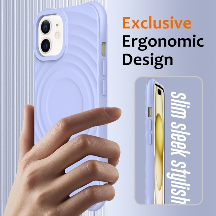 For iPhone 12 Wave Texture MagSafe Magnetic Liquid Silicone Phone Case
