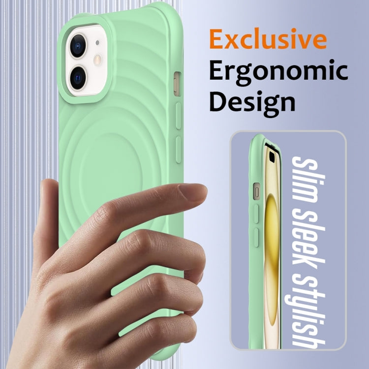 For iPhone 12 mini Wave Texture MagSafe Magnetic Liquid Silicone Phone Case