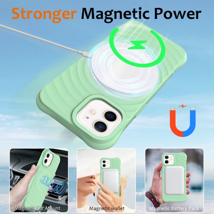 For iPhone 12 mini Wave Texture MagSafe Magnetic Liquid Silicone Phone Case