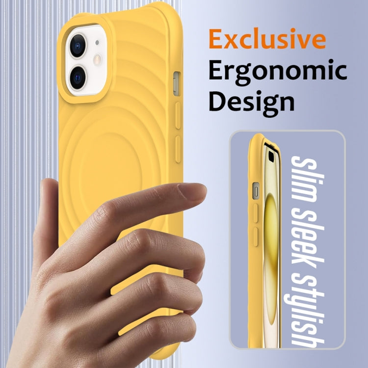 For iPhone 12 mini Wave Texture MagSafe Magnetic Liquid Silicone Phone Case