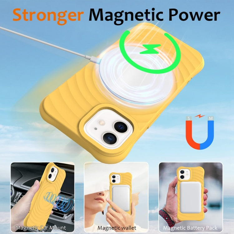 For iPhone 12 mini Wave Texture MagSafe Magnetic Liquid Silicone Phone Case
