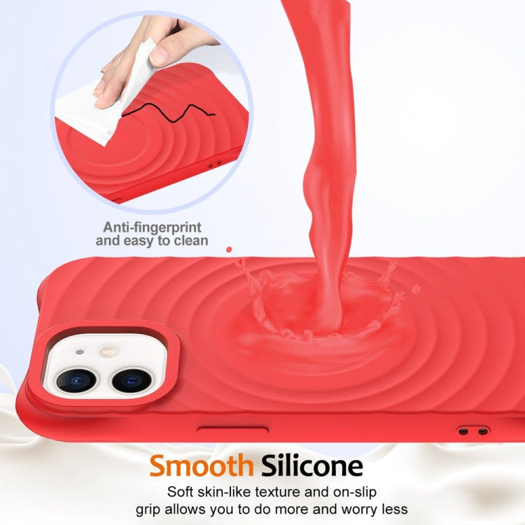 For iPhone 12 mini Wave Texture MagSafe Magnetic Liquid Silicone Phone Case