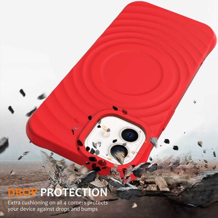 For iPhone 12 mini Wave Texture MagSafe Magnetic Liquid Silicone Phone Case