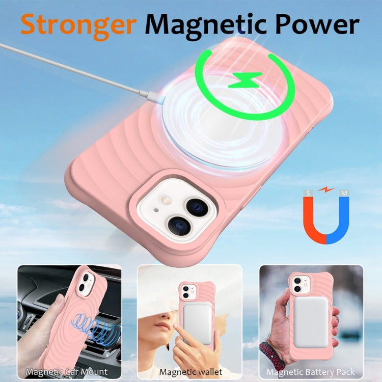 For iPhone 12 mini Wave Texture MagSafe Magnetic Liquid Silicone Phone Case