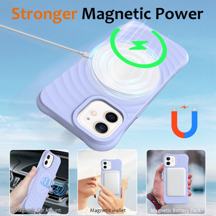 For iPhone 12 mini Wave Texture MagSafe Magnetic Liquid Silicone Phone Case