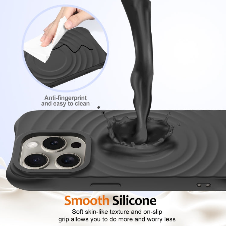 For iPhone 16 Pro Wave Texture MagSafe Magnetic Liquid Silicone Phone Case