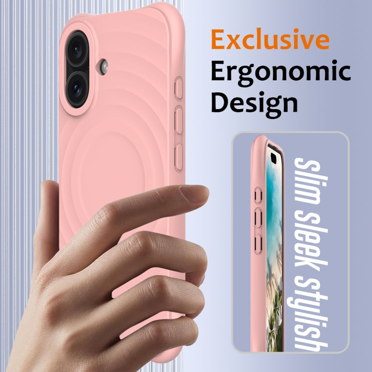 For iPhone 16 Plus Wave Texture MagSafe Magnetic Liquid Silicone Phone Case