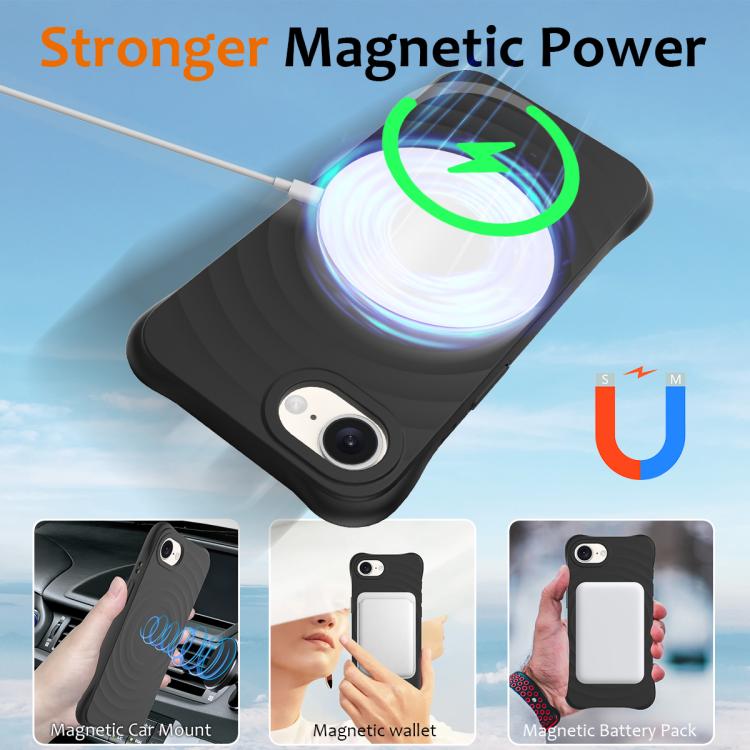 For iPhone 17e / 16e Wave Texture MagSafe Magnetic Liquid Silicone Phone Case