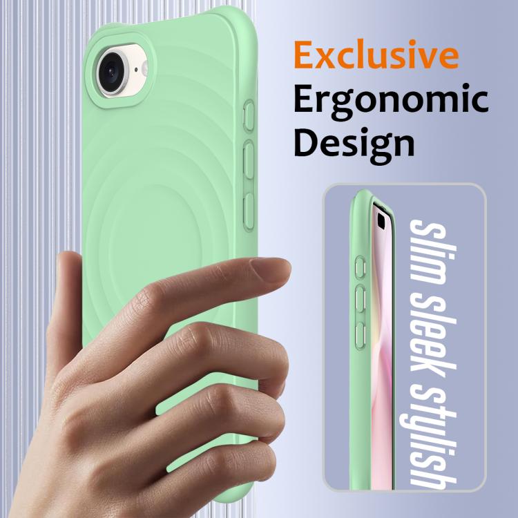 For iPhone 17e / 16e Wave Texture MagSafe Magnetic Liquid Silicone Phone Case