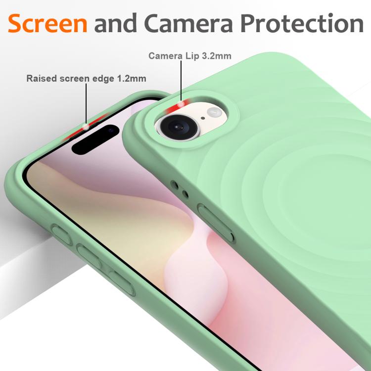 For iPhone 17e / 16e Wave Texture MagSafe Magnetic Liquid Silicone Phone Case