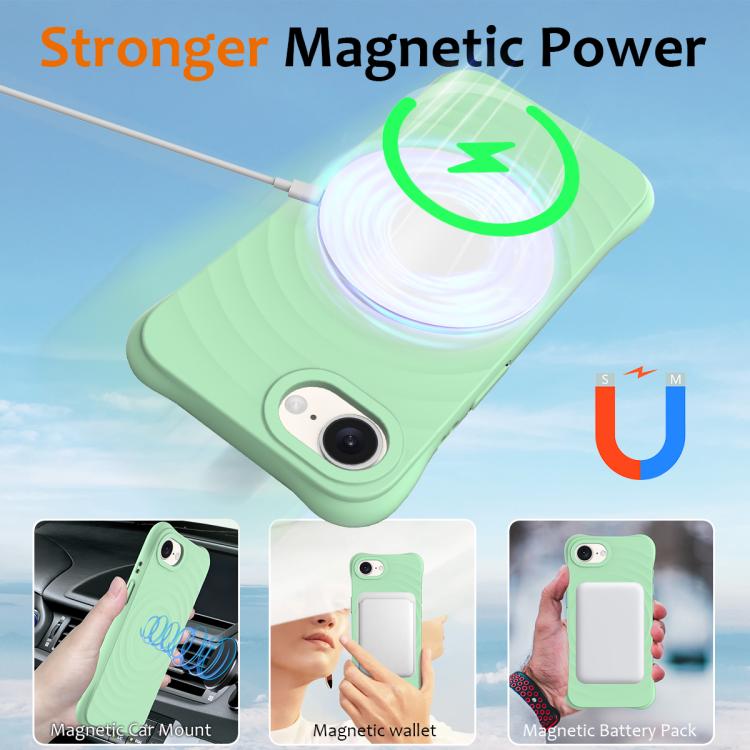 For iPhone 17e / 16e Wave Texture MagSafe Magnetic Liquid Silicone Phone Case