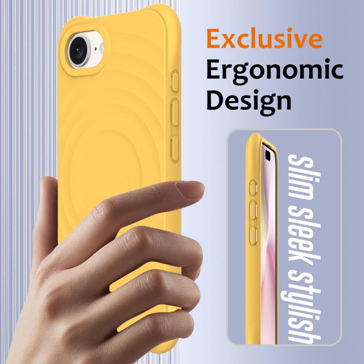 For iPhone 17e / 16e Wave Texture MagSafe Magnetic Liquid Silicone Phone Case