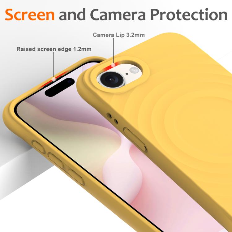 For iPhone 17e / 16e Wave Texture MagSafe Magnetic Liquid Silicone Phone Case