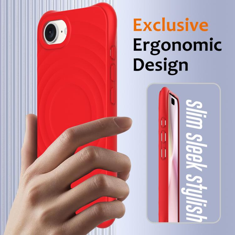 For iPhone 17e / 16e Wave Texture MagSafe Magnetic Liquid Silicone Phone Case