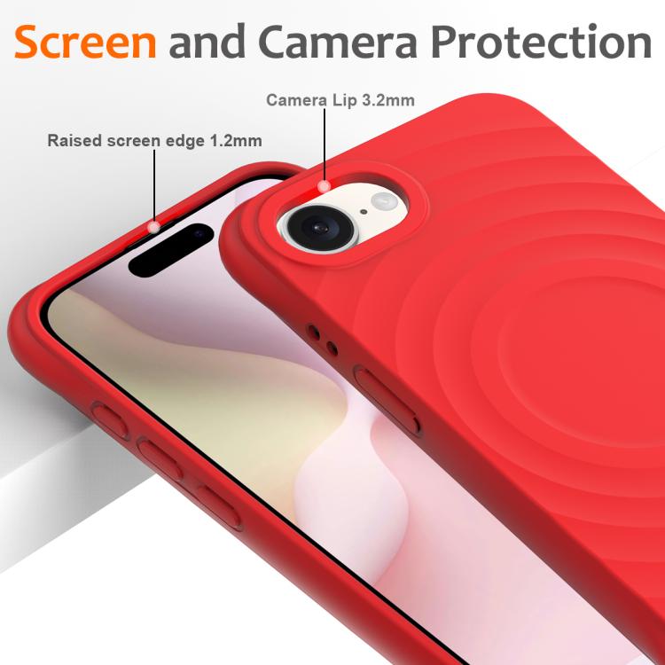 For iPhone 17e / 16e Wave Texture MagSafe Magnetic Liquid Silicone Phone Case