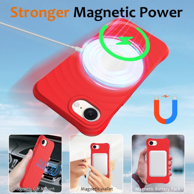 For iPhone 17e / 16e Wave Texture MagSafe Magnetic Liquid Silicone Phone Case