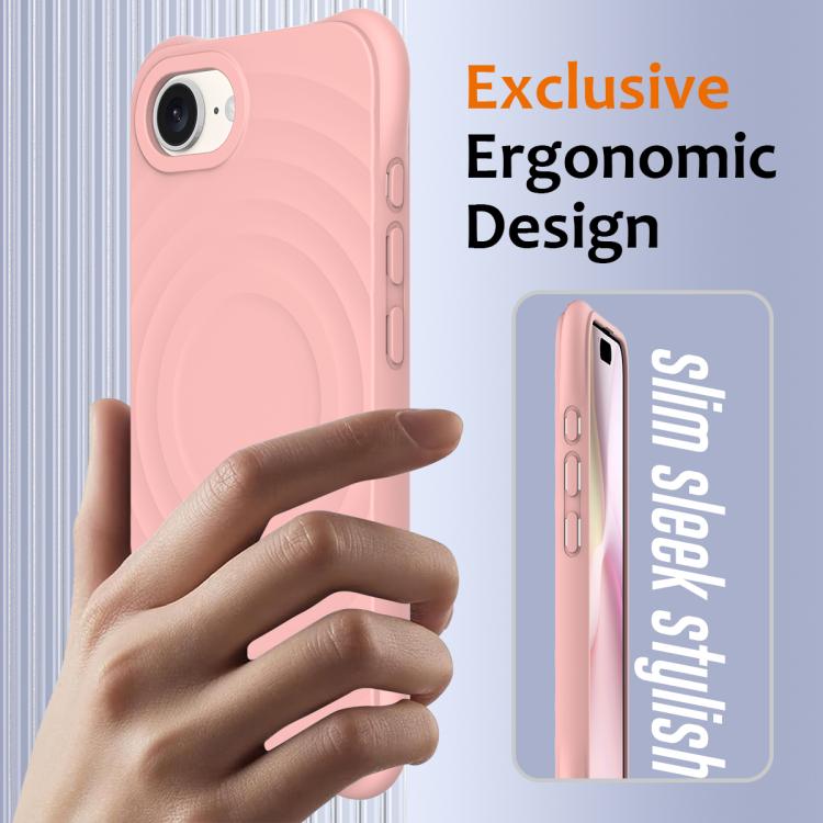 For iPhone 17e / 16e Wave Texture MagSafe Magnetic Liquid Silicone Phone Case