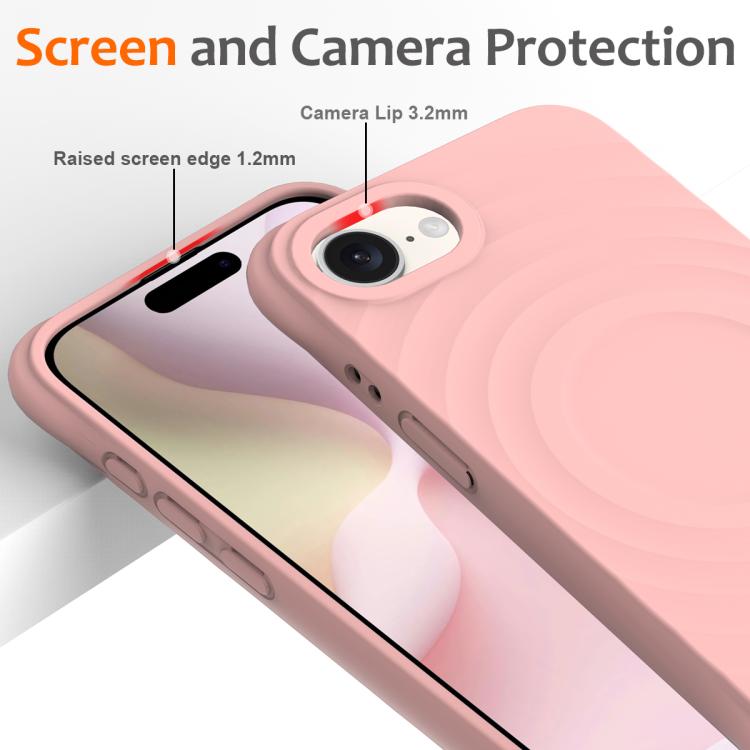 For iPhone 17e / 16e Wave Texture MagSafe Magnetic Liquid Silicone Phone Case