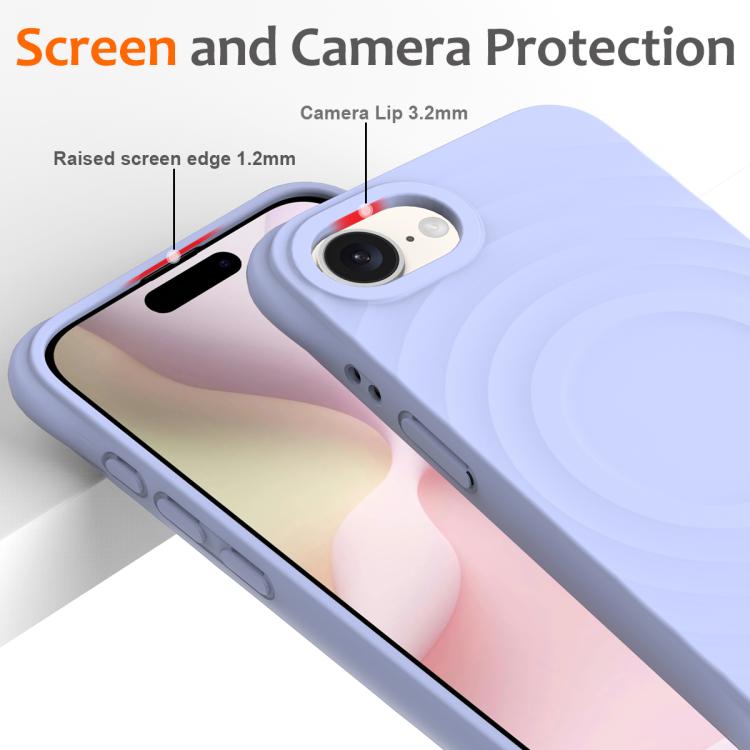 For iPhone 17e / 16e Wave Texture MagSafe Magnetic Liquid Silicone Phone Case