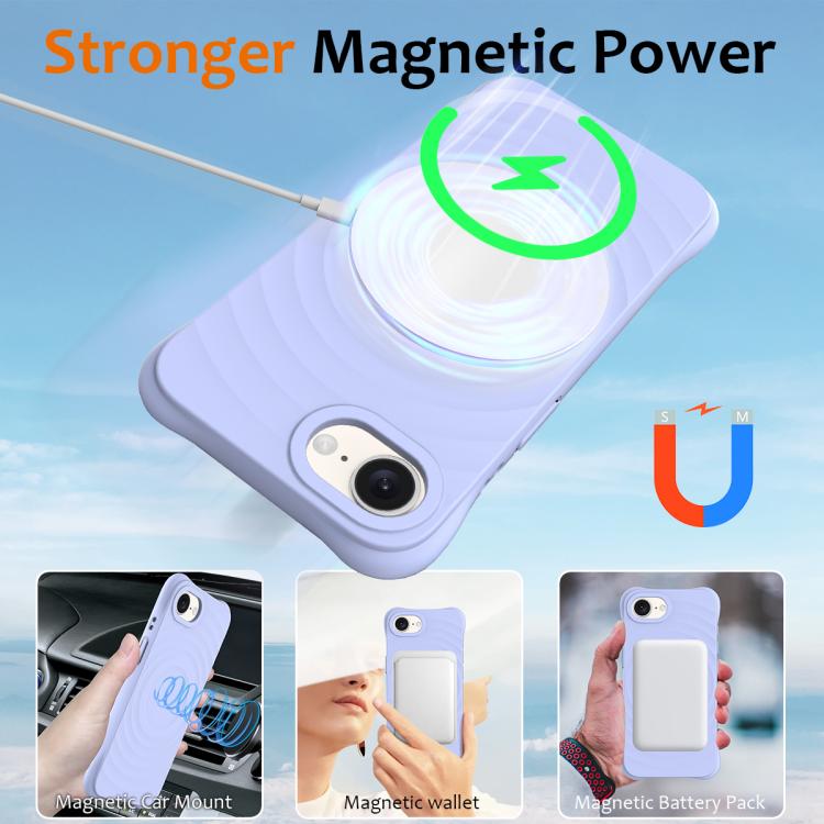 For iPhone 17e / 16e Wave Texture MagSafe Magnetic Liquid Silicone Phone Case