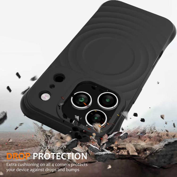 For iPhone 17 Pro Max Wave Texture MagSafe Magnetic Liquid Silicone Phone Case