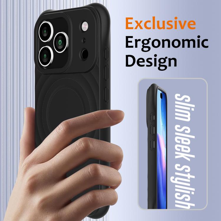 For iPhone 17 Pro Max Wave Texture MagSafe Magnetic Liquid Silicone Phone Case