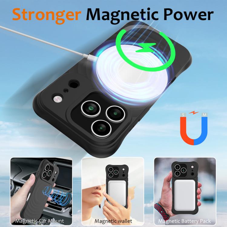 For iPhone 17 Pro Max Wave Texture MagSafe Magnetic Liquid Silicone Phone Case