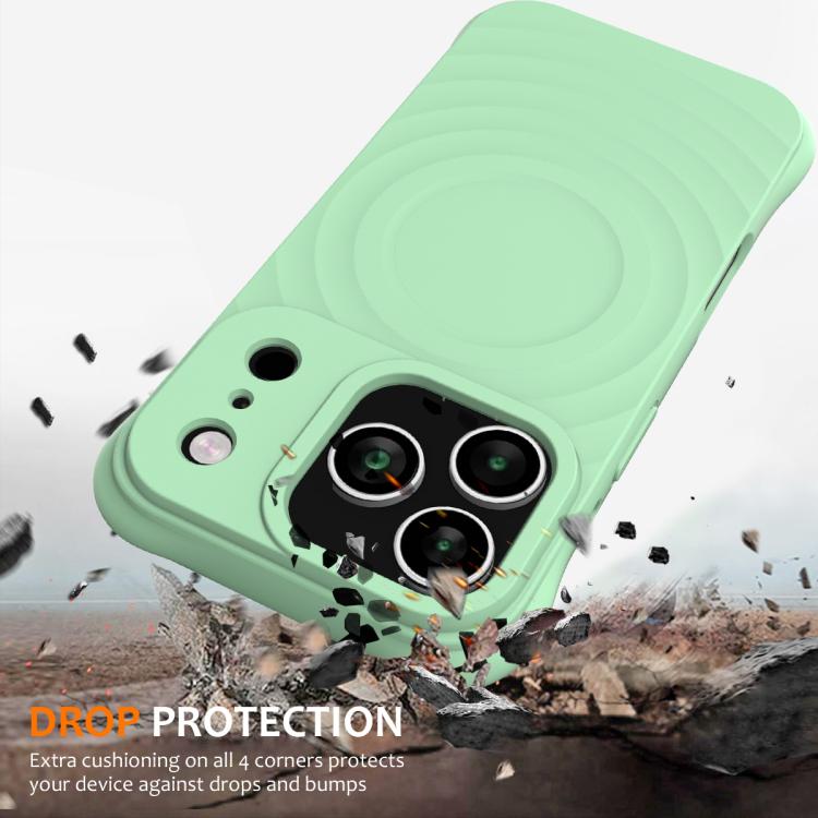 For iPhone 17 Pro Max Wave Texture MagSafe Magnetic Liquid Silicone Phone Case