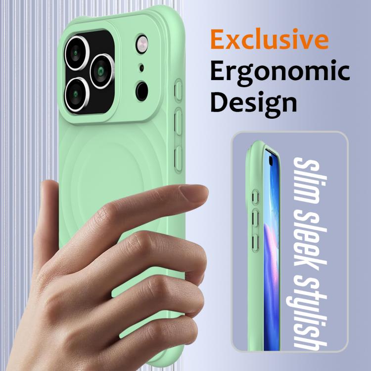For iPhone 17 Pro Max Wave Texture MagSafe Magnetic Liquid Silicone Phone Case