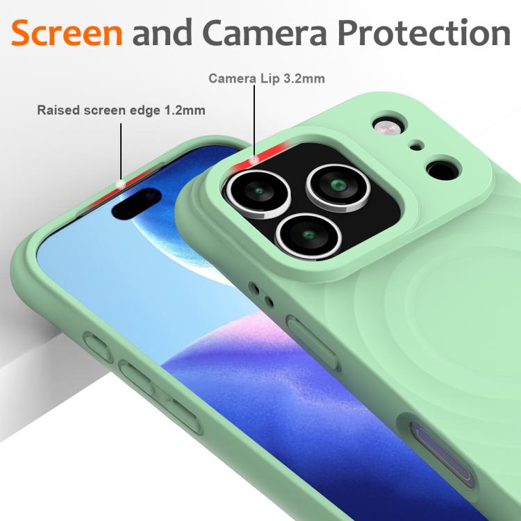 For iPhone 17 Pro Max Wave Texture MagSafe Magnetic Liquid Silicone Phone Case