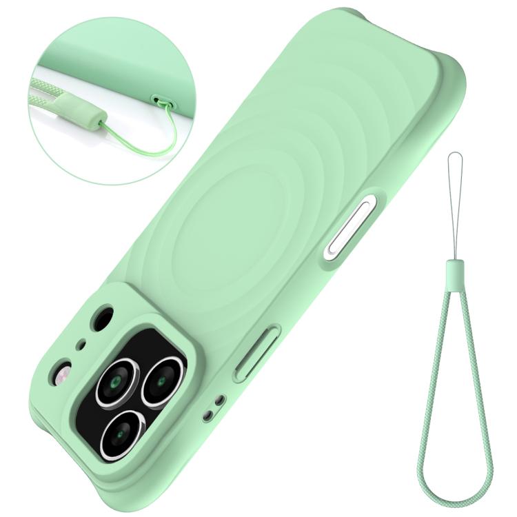 For iPhone 17 Pro Max Wave Texture MagSafe Magnetic Liquid Silicone Phone Case