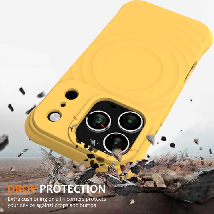 For iPhone 17 Pro Max Wave Texture MagSafe Magnetic Liquid Silicone Phone Case