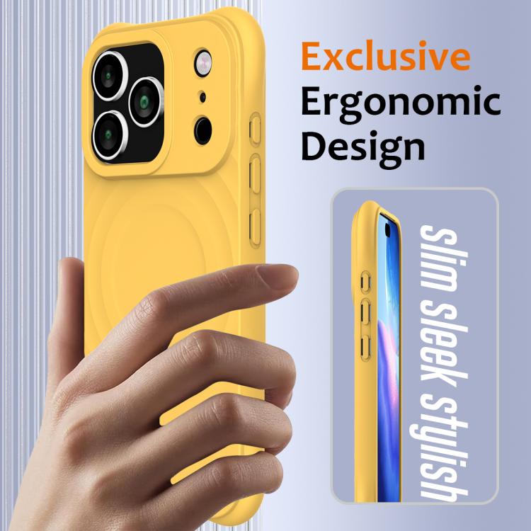 For iPhone 17 Pro Max Wave Texture MagSafe Magnetic Liquid Silicone Phone Case