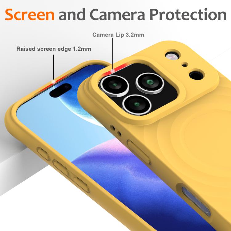 For iPhone 17 Pro Max Wave Texture MagSafe Magnetic Liquid Silicone Phone Case