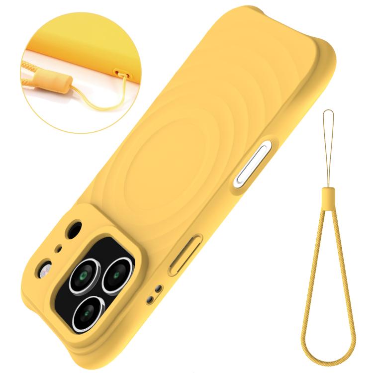 For iPhone 17 Pro Max Wave Texture MagSafe Magnetic Liquid Silicone Phone Case